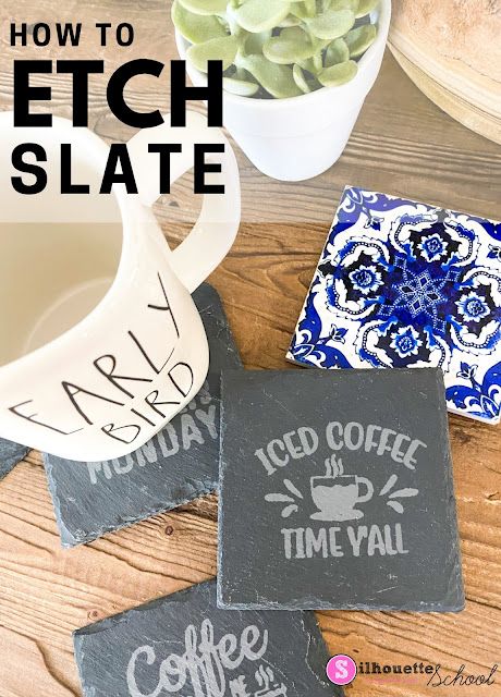 Slate Cheese Board Diy, Armor Etch, Slate Tile Crafts, Cheese Board Diy, Glass Etching Cream, Etching Diy, Slate Cheese Board, Etching Cream, Silhouette School Blog