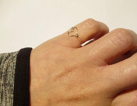 Silver heart ring. Rings for women. Pinky ring. Midi ring. Thumb rings. Index finger rings. Silver jewlery for women. Wire wrap rings. ♡♡♡♡♡♡♡♡♡♡♡♡♡♡  Tiny heart finger ring for her. Made using 22 gauge silver plated anti tarnish wire. Wear as a cute pinky ring, midi ring, index finger ring, or as a Finger Rings Silver, Wire Wrap Rings, Ring Index Finger, Twisted Gold Ring, Multi Band Ring, Minimalist Silver Ring, Index Finger Ring, Open Heart Ring, Mens Pinky Ring