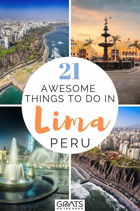 Are you planning to travel to Peru, South America? Stop by Lima, there are so many things to do in this bustling city! Try some Peruvian cuisine like ceviche, explore the streets on a free walking tour, marvel at the ancient ruins and architecture, or bike along the malecon! We’ll help you plan what to do in this awesome destination! | #visitlima #southamerica #traveltips Honeymoons, South America Destinations, Peru Travel Guide, South America Travel Destinations, Peruvian Cuisine, Peru Travel, American Travel, Travel South, Lima Peru