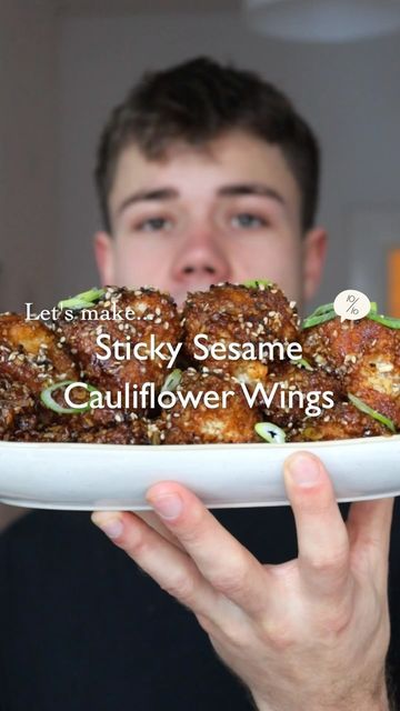 Sticky Cauliflower, Sticky Sesame Cauliflower, Sticky Sauce, Cauliflower Dishes, Cauliflower Wings, Plant Milk, Sesame Sauce, Plant Based Cookbook, Head Of Cauliflower