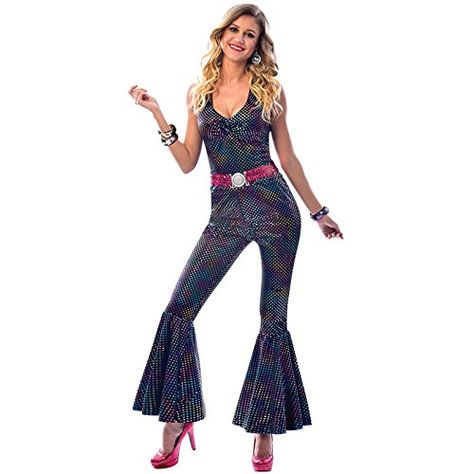 set high (PKT) (9903581) Adult Ladies Disco Diva Costume (Small) amscan Abba Fancy Dress, Disco Costume For Women, Disco Party Costume, Disco Fancy Dress, 70s Disco Costume, 70s Fancy Dress, Disco Jumpsuit, Sparkly Jumpsuit, Womens Fancy Dress