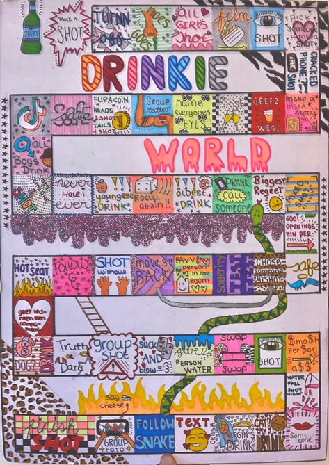 drinking board game diy dice candyland tipsy board game ideas Diy Bored Games, Drinking Board Game Diy, Tipsy Land, Board Game Diy, Board Game Ideas, Drinking Board, Drunk Games, Drinking Board Games, Alcohol Games