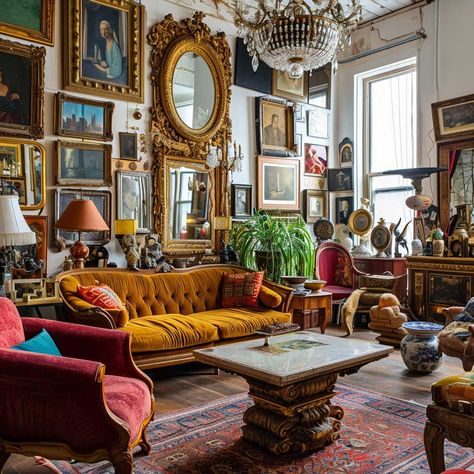 Decorating With Collections, Vintage Maximalist Living Room, Vibrant Maximalist, Home Maximalist, Maximalist Decor Eclectic, Make A Mood Board, Cozy Maximalism, Essence Fest, Maximalist Living Room