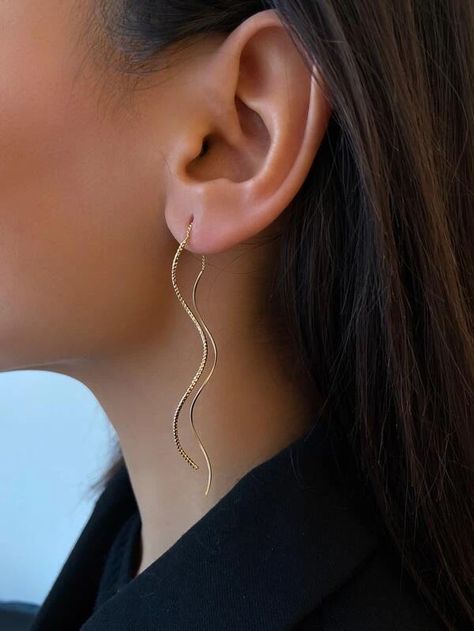 Gold Thread Earrings, Threader Earrings Gold, Formal Jewelry, Thread Earrings, Anthropologie Jewelry, Classy Jewelry, Threader Earrings, Trendy Jewelry, Dainty Jewelry