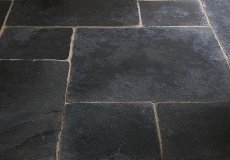 Brushed Charcoal Limestone Tiles | Floors of Stone Black Stone Tile, Stone Tiles Kitchen, Floors Of Stone, Black Slate Floor, Flagstone Tile, Black Tile Bathrooms, Limestone Floor, Travertine Floor, Limestone Floor Tiles