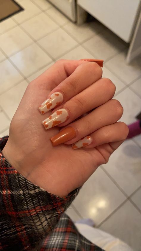 Brown Cowprint Nails, Cow Print, Cinnamon Sticks, Nails