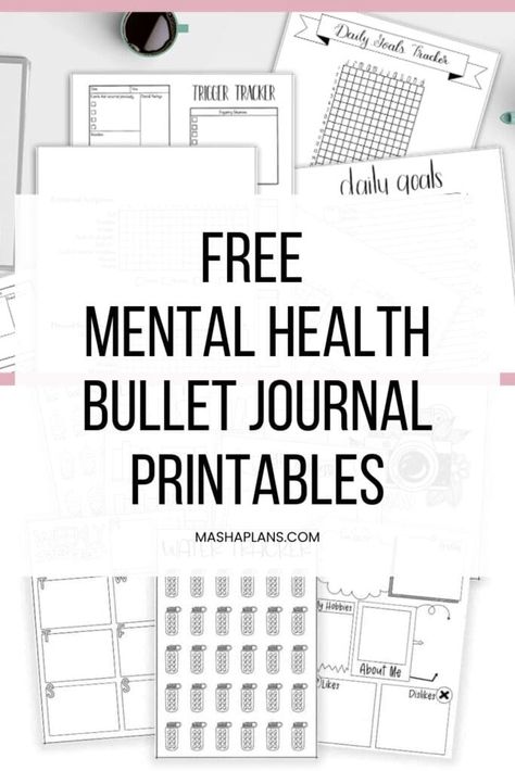 Ready to take control of your mental health? Get started with our free Mental Health Bullet Journal Printables! Keep track of self-care tasks, goals, and progress throughout the year. Download now and stay organized today! #MashaPlans #FreePrintables #MentalHealth Journal For Healing Therapy Ideas, Goodnotes Template Free Self Care, Mental Health Journaling Printable, Therapy Journal Template, Free Worksheets For Mental Health, Self Therapy Journal Template, Mental Health Planner Free Printable, Therapy Journaling Layout, Journal Ideas Printables