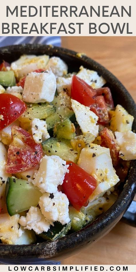 Mediterranean Breakfast Salad, Hard Boiled Eggs For Breakfast, Mediterranean Keto Breakfast, Quick Mediterranean Breakfast Ideas, Breakfast With Cucumbers, Mediterranean Diet Egg Recipes, Quick Mediterranean Breakfast, Ways To Eat Hard Boiled Eggs, Mederteranian Breakfast