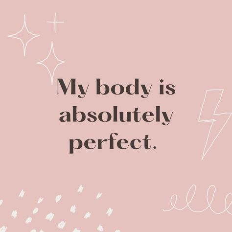 A pink background with the text overlay, "My body is absolutely perfect." Vision Board Words, Quote Happiness, Body Quotes, Create Your Dream Life, Self Growth Quotes, Vision Board Photos, Quotes Affirmations, Healing Affirmations, Dream Vision Board