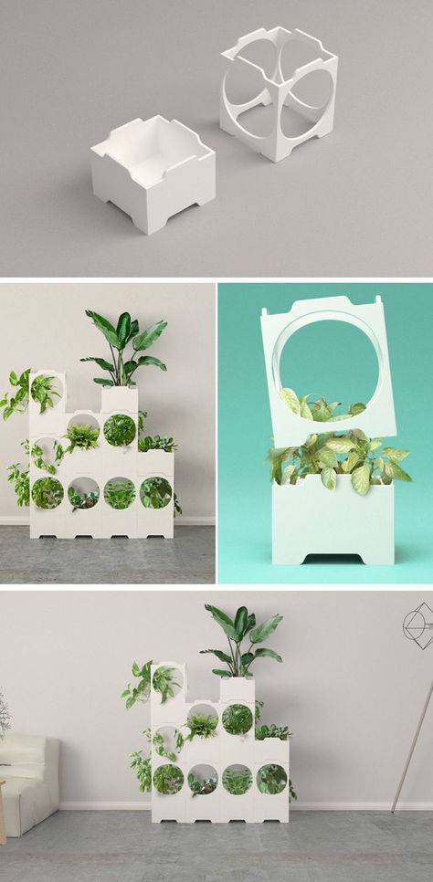 Growing Plants At Home, Module Design Ideas, Modular Plant Stand, Modular Design Product, Modular Product Design, Modular Planter Design, Modularity Design, Module Furniture, Modular Planter