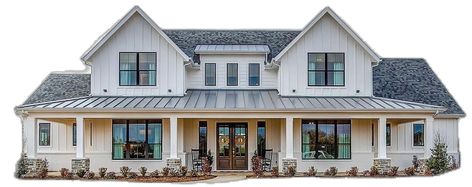 Farmhouse Fanatics on Instagram: “Who doesn’t love a white exterior?! It’s timeless and beautiful! Love this #whitefarmhouse by @walkerdesignandcompany ❤️ . Use…” White House, Roof, Farmhouse, Exterior, On Instagram, White, Instagram