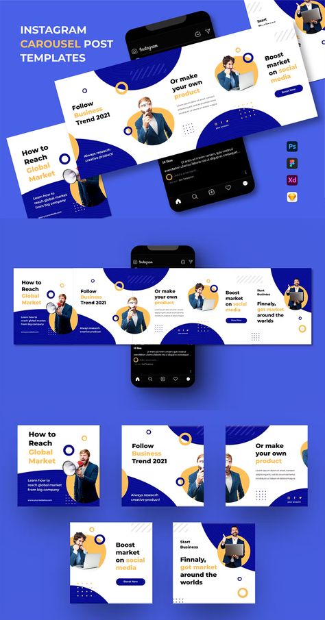 Business Instagram Carousel Template FIG, PSD, SKETCH, XD Insta Carousel Design, Seamless Carousel Instagram, Carousel Post Instagram, Instagram Carousel Design, Carrousel Instagram, Carousel Post Design, Instagram Carousel Template, Business Instagram Post, Instagram Post Carousel