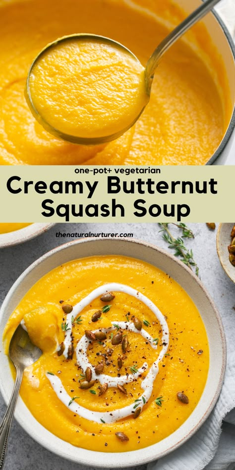 Creamy Butternut Squash Soup, Butternut Squash Soup Recipe, Creamy Butternut Squash, Butternut Soup, Butternut Squash Recipes Soup, Squash Soup Recipe, Roasted Butternut Squash Soup, Butternut Squash Recipes, Roasted Squash