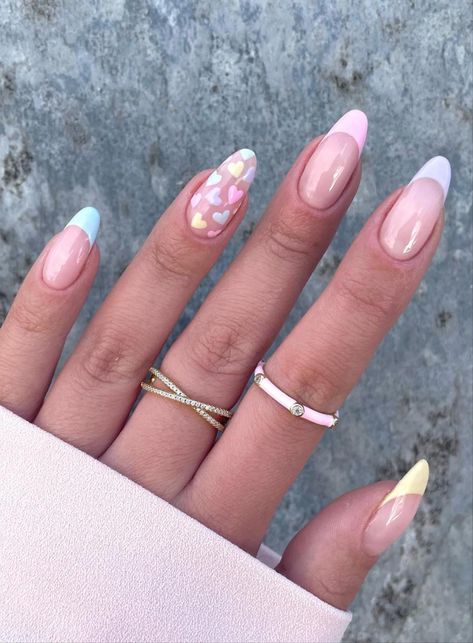 Pretty short valentine's day nails perfect for February Aesthetic Nail, Match Design, Pastel Nails Designs, Lilac Nails, Almond Nails Designs, Short Acrylic, Cute Gel Nails, White Nail, Short Acrylic Nails Designs