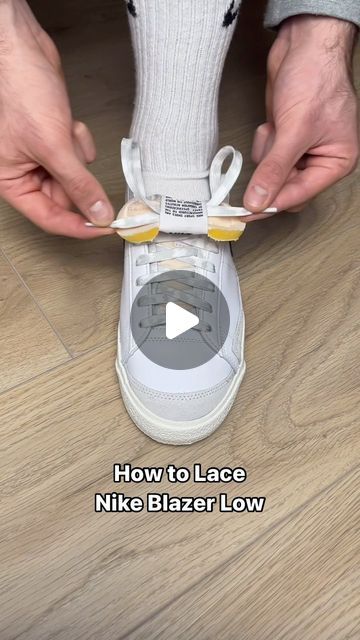 Strapz Premium Sneaker Laces on Instagram: "Would you lace your sneakers like this?🤔👀 #sneakers #nikeblazer #hypebeast #shoesaddict #sneakerlover #kicksonfire #asmrsounds #asmr #instasneakers" Ways To Tie Laces Sneakers, How To Lace Nike Blazers, Lace Sneakers Ways To, Sneakers Laces Style, Sneaker Laces Ideas, Different Ways To Lace Shoes, Smelly Shoes, Ways To Lace Shoes, How To Tie Shoes