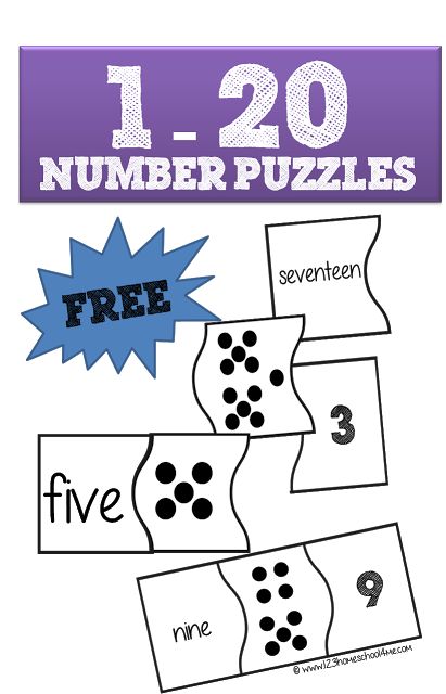 Kids will have fun practicing counting numbers one to twenty and using number words with these fun, FREE printable number puzzles for Preschool, Kindergarte Number Puzzles 1-20, Number Matching Printable Free, Subitizing Activities, Identifying Numbers, 20 Number, Free Printable Numbers, Math Number Sense, Numbers Kindergarten, Teaching Numbers