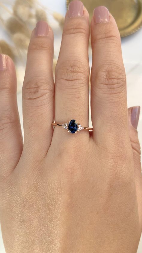 Engagement Rings Simple Sapphire, Simple Engagement Rings Sapphire, Blue Sapphire Rings Simple, Blue Sapphire Gold Ring, Simple Sapphire Engagement Ring, Safire Rings Engagement, Delicate Rings Engagement, Saffire Ring, Gold Ring Ideas