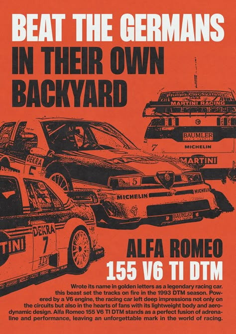 Alfa Romeo 155 V6 TI DTM :: Behance Alfa Romeo Poster, Race Design, Racing Design, Car Poster, Alfa Romeo 155, Concert Poster Design, Alfa Romeo Cars, Racing Posters, Classic Racing Cars