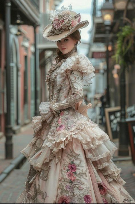 1800 Victorian Dress, 1700 Gowns, Victorian Steampunk Aesthetic, Victorian Era Dresses, Rococo Fashion, Shabby Chic Home, Old Fashion Dresses, Fantasy Dresses, Royal Dresses