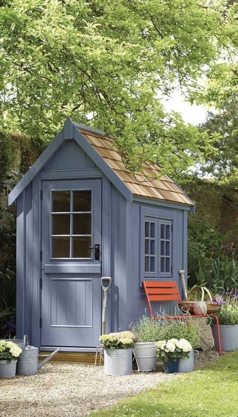 Small Garden Party Ideas, Posh Sheds, Painted Shed, Planning Life, Shed Makeover, Backyard Storage Sheds, Shed Ideas, Wendy House, Backyard Storage