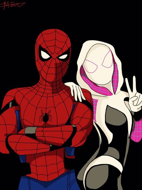 Spider-Man and Spider Gwen Fan Art, Marvel, Spiderman Y Gwen, Spider Gwen, Amazing Spider, The Amazing, Black Cat, Spiderman, Deviantart