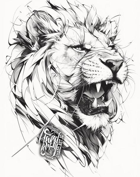 Want a tattoo but can't find a design? Order your custom tattoo design here 👉@hardstudio_ . . . ⚠️⚠️If our publication violates your… | Instagram Tattoo Ideas Lion, Lion Outline, Dragon Tattoo Outline, Lions Tattoo, Female Lion Tattoo, Tattoos Sketches, Lion Art Tattoo, Tiger Tattoo Sleeve, Lion Sketch