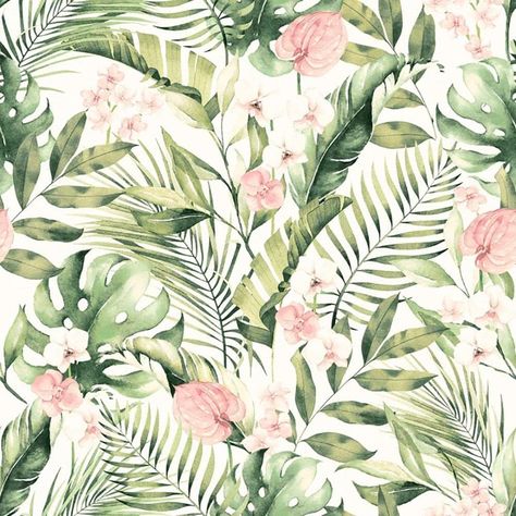 Green Wallpaper Flower, Pink Green Wallpaper, Pink And Green Wallpaper, Tropical Florals, Tropical Bedrooms, Wallpaper Texture, Wallpaper Flower, How To Hang Wallpaper, Tropical Wallpaper