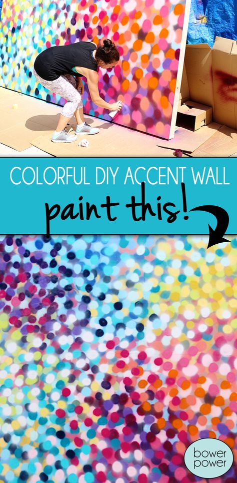 Colorful accent wall - Bower Power Colorful Accent Wall, Kids Accent Wall, Spray Paint Wall, Diy Spray Paint, Diy Wall Painting, School Murals, Accent Wall Paint, Diy Accent Wall, Diy Sprays