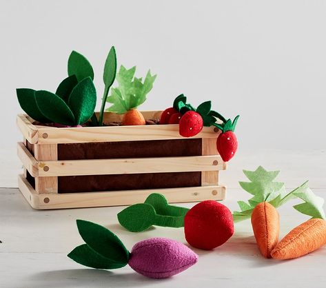 Toy Kitchen Accessories, Vegetable Boxes, Pretend Play Kitchen, Soft Food, Cooking Set, Felt Food, Food Garden, Toy Kitchen, Play Food