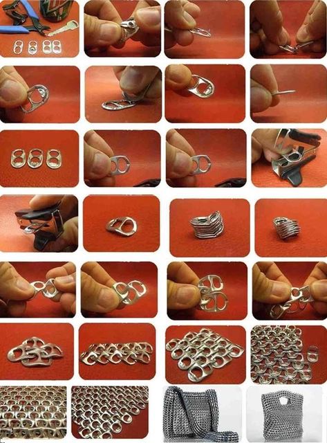 Can Tab People, Things To Do With Can Tabs Easy, Soda Tab Crafts Tutorial, Can Tab Belt, Soda Tab Chainmail, Soda Can Tab Crafts, Pop Tab Jewelry, Lon Bia, Soda Tab Crafts