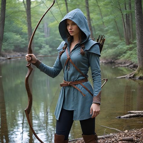 Get set to rummage through the yesteryears of Ren fairs and medieval love adventures with our Adventurous Forest Ranger costume, carefully designed for the ladies. It is a perfect costume for a woman who wishes to have a touch of reality but at the same time maintain an elan characteristic of functionality spiced with a great deal of fashion. Just the right wear for anyone from historical enactments on stage to cosplay parties. The centerpiece of this costume is the Forest Ranger design, which is practical and really quite striking. It has been put together using high-quality materials and close to the skin tailored design for an excellent range of motion, prepared for anything from archery to working your way through the faire. The tunic is a rugged yet stylish shirt, and it is equipped w Female Robin Hood Costume, Ren Fest Costumes Women Warrior, Woodland Huntress Costume, Ren Faire Outfits Archer, Ren Faire Female Rogue, Leather Ren Faire Outfit, Medieval Ranger Outfit, Huntress Outfit Medieval, Narnia Costume Ideas