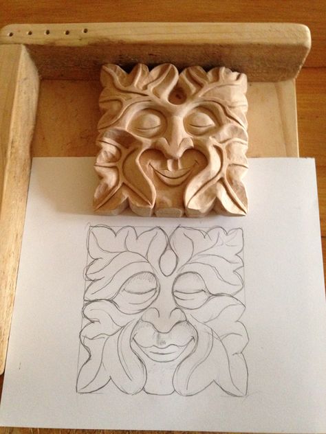 Woodcarving Patterns Free, Wood Carving Patterns Free, Green Man Carving, Wood Mask Carving, Fantasy Wood Carving, Wood Carving Patterns Sculptures & Statues, Green Man Wood Carving, Green Man Sculpture Faces, Wood Carving Faces