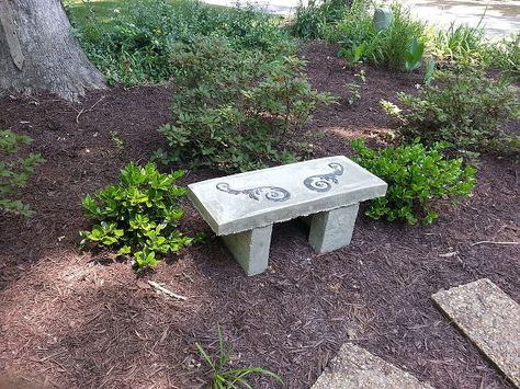 concrete garden bench build budget, concrete masonry, outdoor furniture Concrete Bench Molds, Playground Landscape, Terrace Lighting, Concrete Benches, Concrete Garden Bench, Cement Bench, Hardscape Backyard, Outside Benches, Concrete Staining