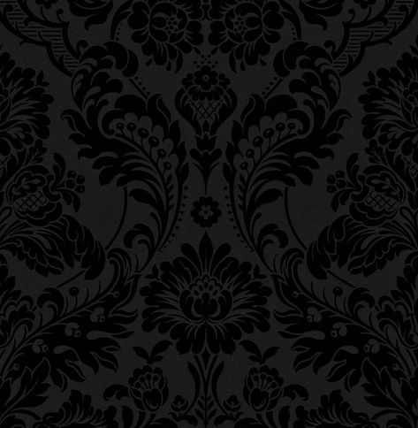 Black Wallpaper Bedroom, Flock Wallpaper, Gothic Room, Gothic Pattern, Victorian Wallpaper, Goth Wallpaper, Gothic Wallpaper, Graham & Brown, Floral Damask