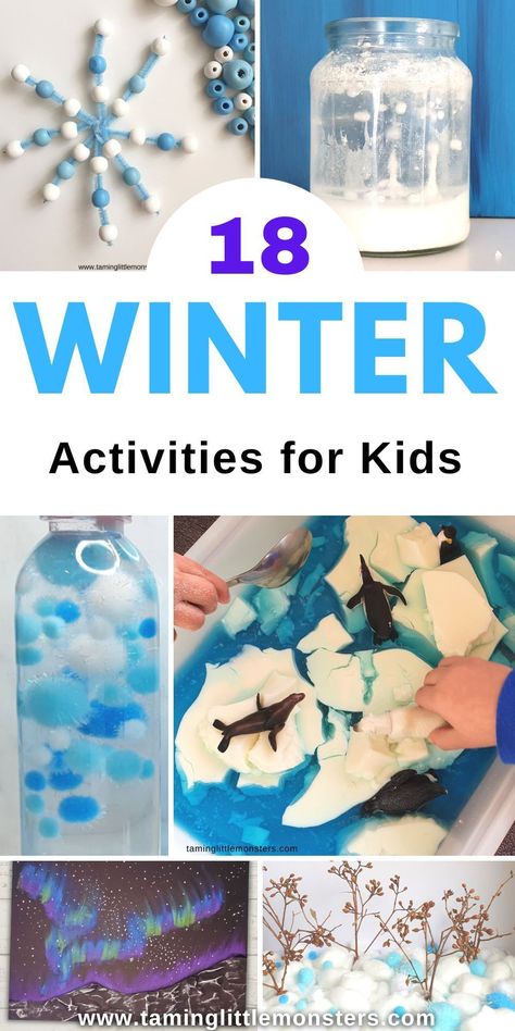 18 Winter Activities for Kids. Winter themed play ideas for toddlers, preschoolers and kindergarteners. #winter #artsandcrafts #finemotor #sensory #stem #toddler #preschool #kindergarten Winter Hat Craft, Winter Activities Preschool, Winter Play, Snow Activities, Winter Activities For Kids, Winter Preschool, Toddlers And Preschoolers, Winter Crafts For Kids, Themed Crafts