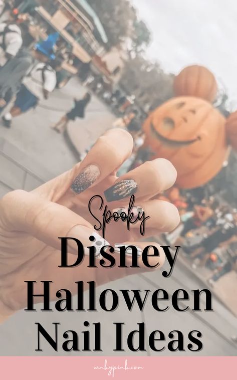 This post has over 50 Disney Halloween Nail Ideas. From Poison apples and creepy skeletons to Magnificent bats and ghouls, there is lots of nail inspo here for your next Disney Park Halloween adventure. So let’s head into the spooky Mickeyverse with these amazing Disney Nails. Halloween Boho Nails, Cute Disney Halloween Nails, Short Disney Acrylic Nails, Short Disney Halloween Nails, Moon Nail Ideas, Disney Nail Designs Halloween, Disney Fall Nail Designs, Classy Halloween Nails Acrylic, Dip Powder Nails Design Disney