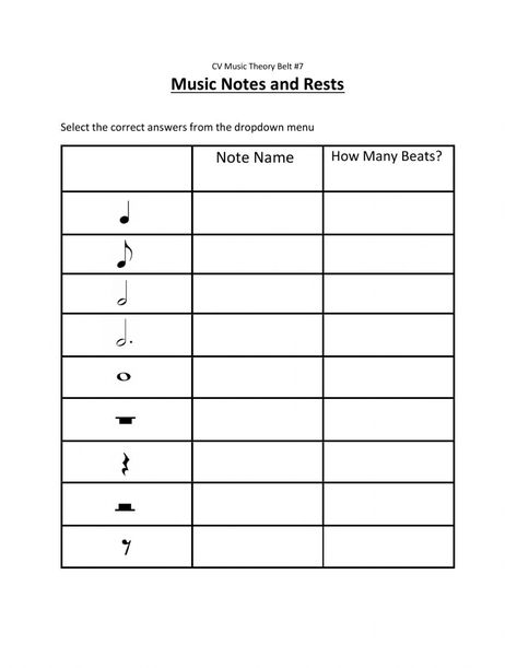 Musical Notes Worksheet, Notes And Rests Worksheet, Music Homeschool, Music Class Worksheets, Free Music Worksheets, Music Notes Drawing, Music Math, Music Class Activities, Music Theory Lessons