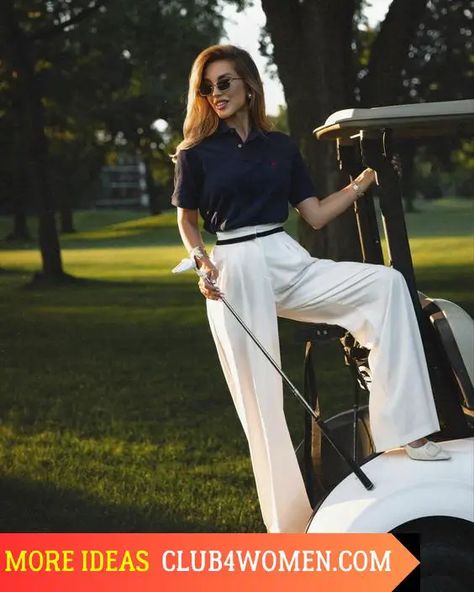 19 Women's Fall Golf Outfits 2024: Stylish and Practical Looks for the Course Old Money Golf Outfits Women, Outfit Golf Women, Winter Golf Outfit Womens, Country Club Casual, Blue Pleated Skirt, Casual Attire For Women, Sporty Aesthetic, White Pleated Skirt, Womens Golf Fashion