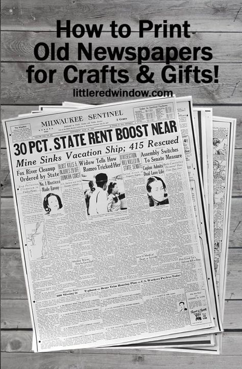 Learn how to find, download and print old, out-of-print newspapers for crafts and gifts! Newspaper Printable, Printable Newspaper, Craft Night Projects, Milestone Birthday Gifts, Window Crafts, Engineer Prints, Artwork Inspiration, Photo Editing Programs, Newspaper Printing