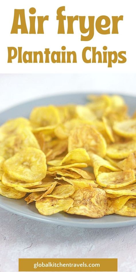 Fried Plantain Chips Recipe, Chips Air Fryer, Plantain Chips Recipe, Air Fryer Chips, Chips Homemade, Gluten Free Snacks Recipes, Vegan Chips, Recipe Air Fryer, Gluten Free Snacks Healthy