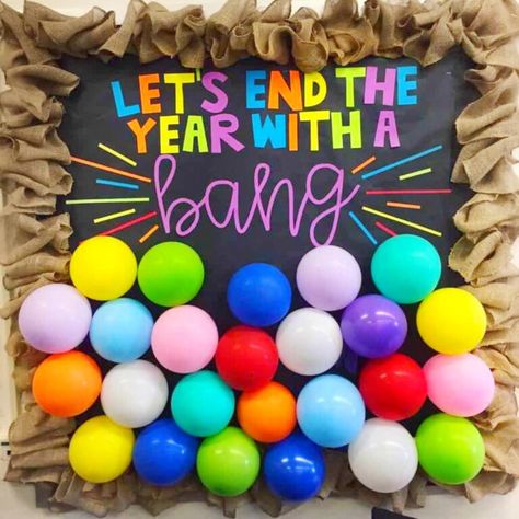 10 Ideas for End of the School Year Activities - Life Between Summers Countdown Ideas, School Countdown, Summer Bulletin Boards, End Of Year Party, End Of Year Activities, Balloon Pop, End Of School Year, School Bulletin Boards, Classroom Door