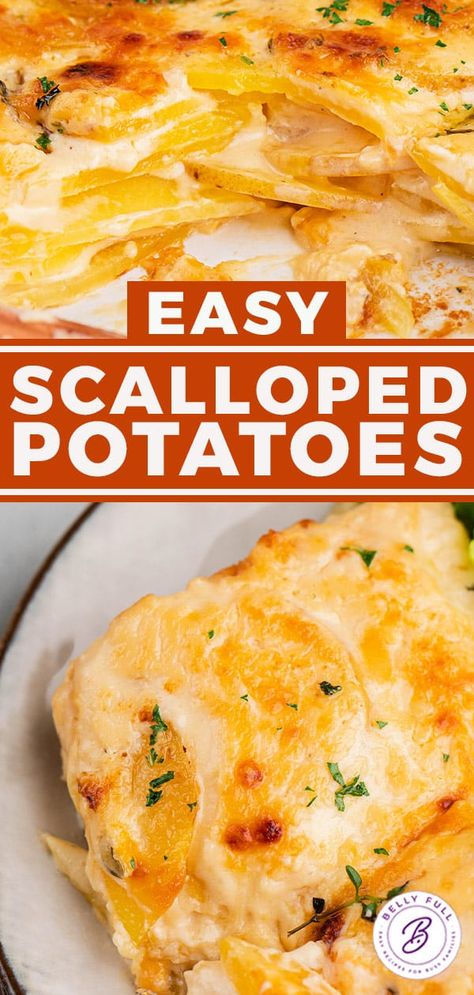 Easy Scalloped Potatoes Recipe - Belly Full Scalloped New Potatoes, Skillet Scalloped Potatoes Pioneer Woman, Easy Scalopped Potatoes Recipe, East Scalloped Potatoes, Red Skin Scalloped Potatoes, Scalloped Potatoes No Milk, Scalloped Potatoes For 4 People, Weight Watchers Scalloped Potatoes, What To Make With Canned Potatoes