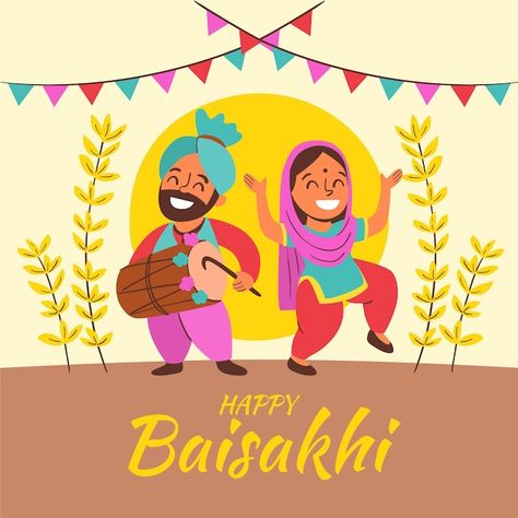 Free vector hand drawn baisakhi illustra... | Free Vector #Freepik #freevector #baisakhi #happy-baisakhi #indian-illustration #hinduism Happy Baisakhi Drawing, Baisakhi Craft, Baisakhi Drawing, Baisakhi Quotes, Baisakhi Wishes, Baisakhi Images, Baisakhi Festival, Happy Holi Message, Messages Ideas