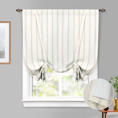 Amazon.com: DriftAway Farmhouse Double Layer Linen Blackout Tie Up Curtains Thermal Insulated Vertical Striped Fully Lined Balloon Roman Shade Bathroom Window Adjustable Rod Pocket 45 Inch by 63 Inch Navy : Home & Kitchen Roman Shade Bathroom, Roman Shades Bathroom, Tie Up Curtains, Tie Up Shades, Bathroom Window, Linen Layers, Cold Prevention, Roman Shade, Bathroom Windows