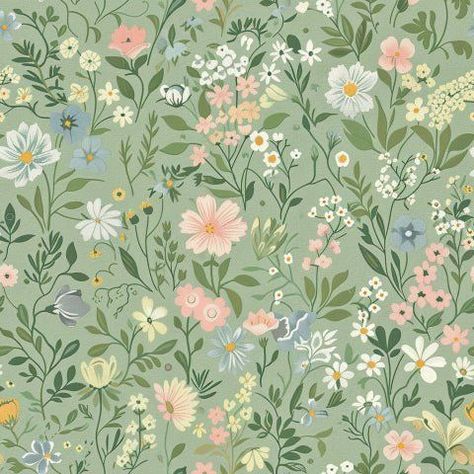 Baby pattern paper Sage Green Design Wallpaper, Greenery Laptop Wallpaper, Cute Wallpapers For Bathroom, Colors That Go With Light Green, Cute Floral Pattern, Cottage Aesthetic Wallpaper, Sage Bedrooms, Baby Green Wallpaper, Floral Background Green