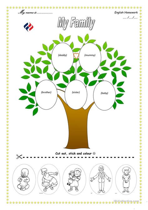 family tree - English ESL Worksheets Family Tree Kindergarten, Tree Kindergarten, Family Tree Activity, Tree Worksheet, Fact Family Worksheet, Family Tree For Kids, Family Tree Worksheet, Family Tree Craft, Preschool Family