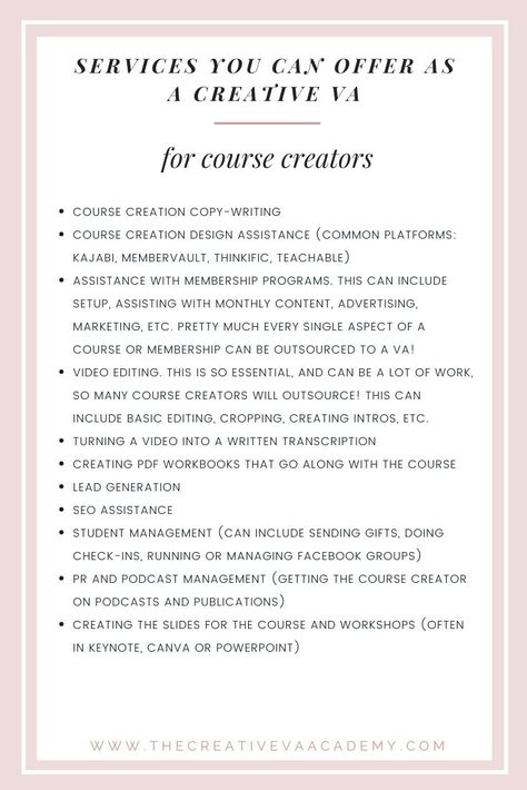 Looking to work with coaches, speakers and course creators as a creative virtual assistant? This is a list of the top services you can offer to them, today! | The Creative VA Academy #workfromhome #virtualassistant #creativeva Virtual Assistant Portfolio Example, Virtual Assistant Portfolio, Business Setup, Virtual Assistant Business, Work From Home Business, Wedding Marketing, Project Management Tools, Social Media Marketing Business, Work Activities