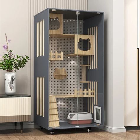 Cat Villa Cabinet Indoor Nest Large Space Cage Luxury Pet Room Home Panoramic House House - AliExpress Cat Villa, Cat Climbing Shelves, Portable Playpen, Cat Playpen, Wooden Cat House, Cat Houses Indoor, Cat Cages, House Deco, Luxury Cat