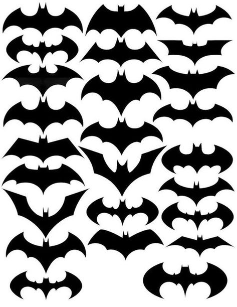 The Evolution of the Batman Symbol | Man Made DIY | Crafts for Men | Keywords: logo, design, tv, film Moldes Halloween, Dekorasi Halloween, Bat Symbol, Kraf Kertas, Halloween Fest, Halloween Kunst, Batman Symbol, Batman Party, Adornos Halloween