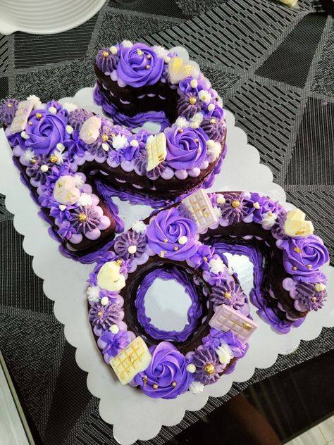 Purple And Gold Number Cake, Number Cakes Purple, Lavender Number Cake, Purple 25th Birthday Cake, Purple Number Cake Ideas, Purple 18th Birthday Cake, Purple Number Cake, Birthday Emoticons, 27th Birthday Cake